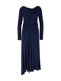 Drapiertes Midikleid Marineblau