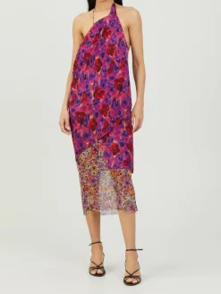 Drapiertes Seidenkleid 'Drill' Multi/Violett