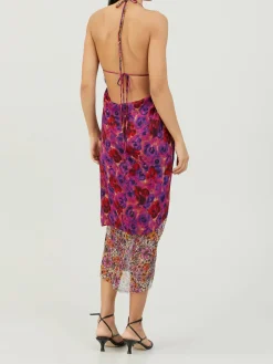 Drapiertes Seidenkleid 'Drill' Multi/Violett