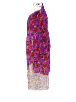 Drapiertes Seidenkleid 'Drill' Multi/Violett