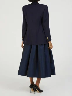 Einreihiger Blazer im Militärstil Marineblau