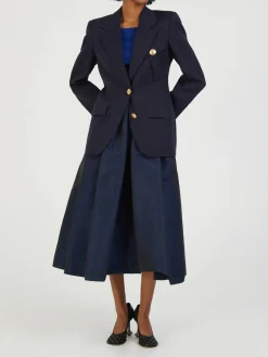 Einreihiger Blazer im Militärstil Marineblau