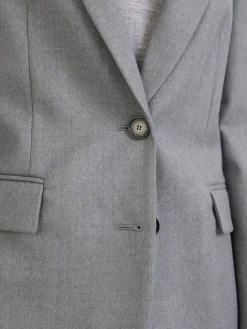 Einreihiger Blazer mit Schulterpolster Hellgrau