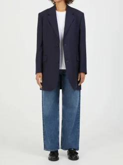 Einreihiger Wollblazer Marineblau