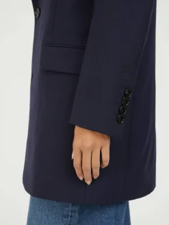 Einreihiger Wollblazer Marineblau