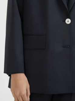 Einreihiger Wollblazer Marineblau