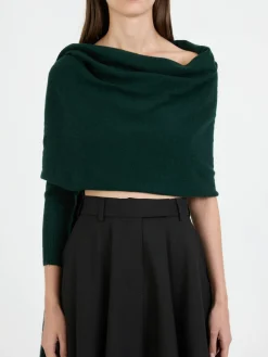 Einärmlige Cashmere-Stola Dunkelgrün