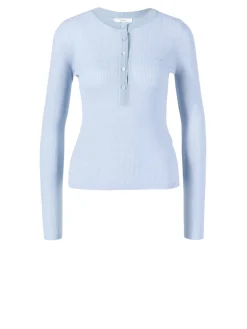 Feinstrick Langarmshirt aus Wolle Hellblau
