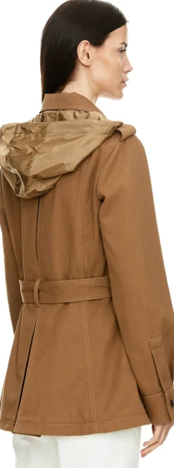 Feldjacke 'Centaurea' mit Kapuze aus Gabardine Braun