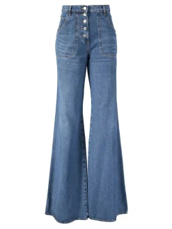 Flared-Leg Jeans Marineblau
