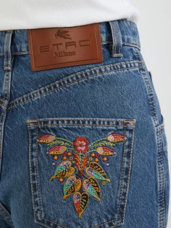 Flared-Leg Jeans Marineblau