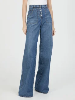 Flared-Leg Jeans Marineblau