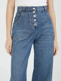 Flared-Leg Jeans Marineblau
