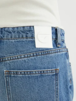 Flared-Leg Jeans mit offenem Knie Blau