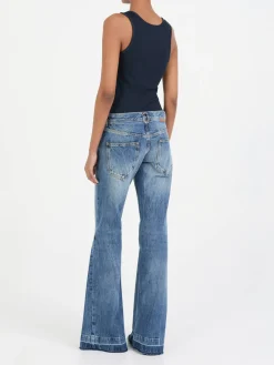 Flared-Leg Jeans Mittelblau