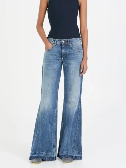 Flared-Leg Jeans Mittelblau