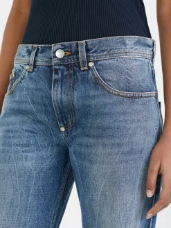 Flared-Leg Jeans Mittelblau
