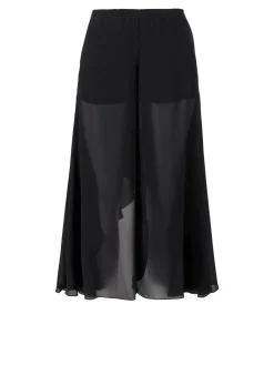 Fließende Hose aus Seidengeorgette Schwarz