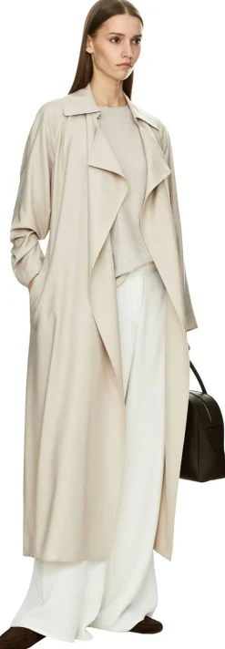 Fließender Cashmere-Trenchcoat Beige
