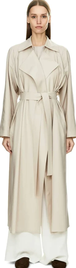 Fließender Cashmere-Trenchcoat Beige