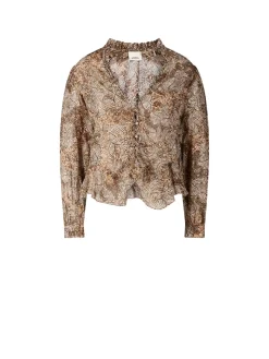 Florale Bluse 'Celeny' mit Volants Braun