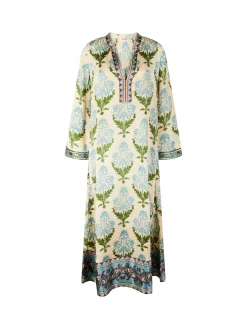 Floraler Kaftan 'Jenna' aus Seide Grün