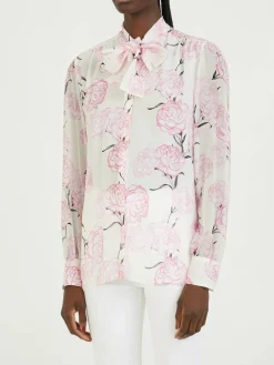 Florale Seidenbluse Rosé