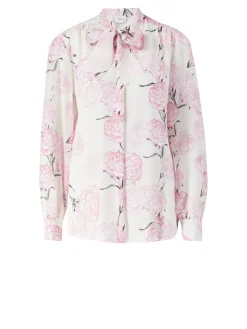 Florale Seidenbluse Rosé