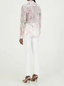 Florale Seidenbluse Rosé