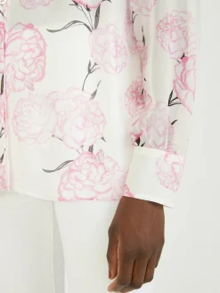 Florale Seidenbluse Rosé