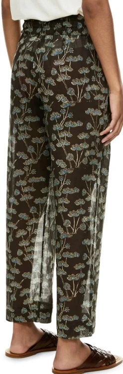 Florale Stoffhose 'Nila' Dunkelbraun