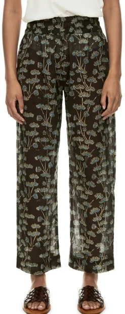 Florale Stoffhose 'Nila' Dunkelbraun