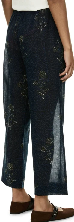 Florale Stoffhose 'Nila' Marineblau