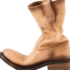 Foule-Leder-Stiefeletten Beige