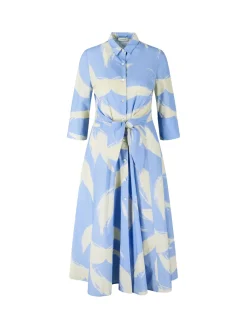 Gemustertes Blusenkleid mit Schleife Hellblau