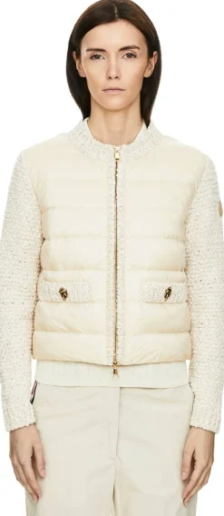 Gepolsterte Strickjacke mit Reißverschluss Rosé