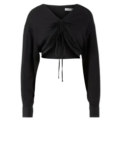 Geraffte Bluse Schwarz