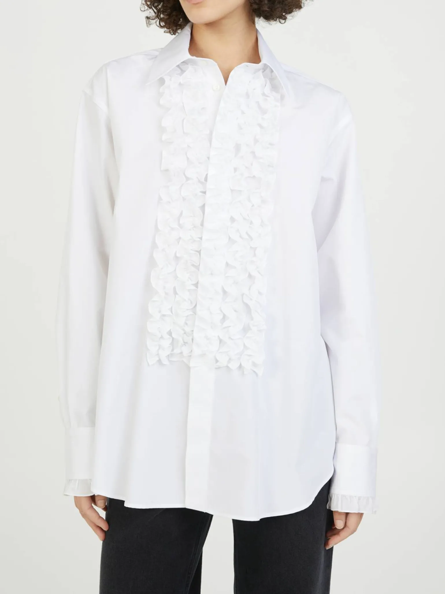 Geraffte Bluse Weiß