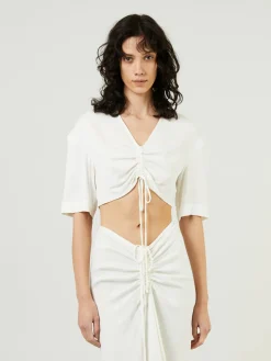 Geraffte Bluse Weiß