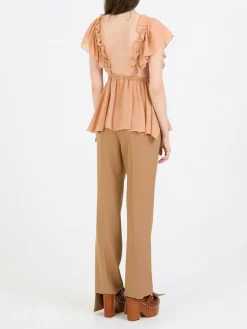 Gerafftes Top Beige
