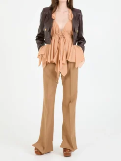 Gerafftes Top Beige