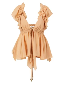 Gerafftes Top Beige