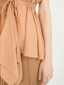 Gerafftes Top Beige