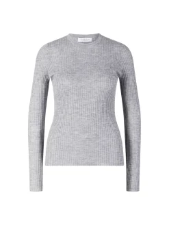 Geripptes Cashmere-Seidenshirt 'Browning' Grau