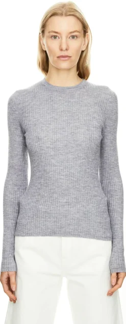 Geripptes Cashmere-Seidenshirt 'Browning' Grau