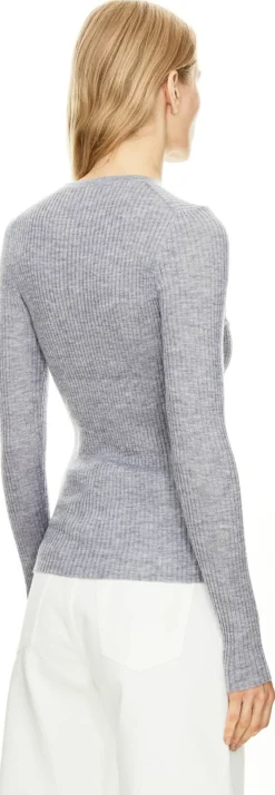 Geripptes Cashmere-Seidenshirt 'Browning' Grau