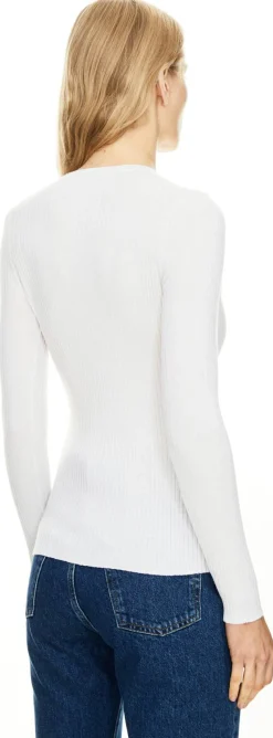 Geripptes Cashmere-Seidenshirt 'Browning' Weiß