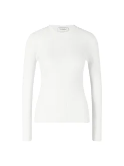 Geripptes Cashmere-Seidenshirt 'Browning' Weiß