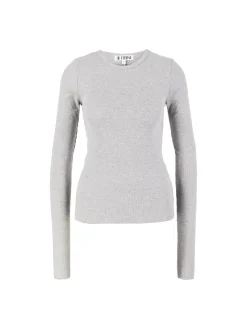 Geripptes Langarmshirt Grau