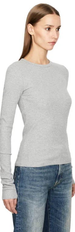 Geripptes Langarmshirt Grau